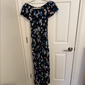 Band of Gypsies black floral off the shoulders maxi dress, Size M